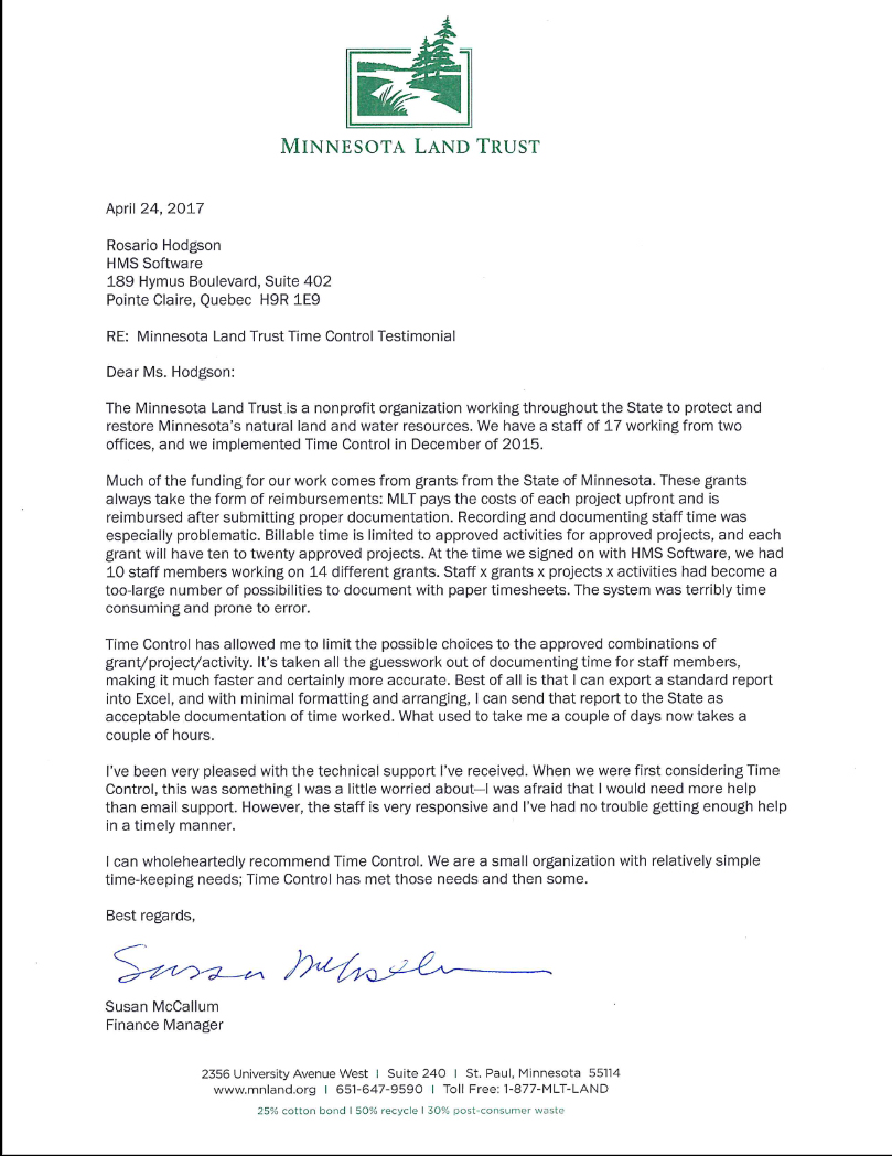 Minnesota Land Trust Testimonial